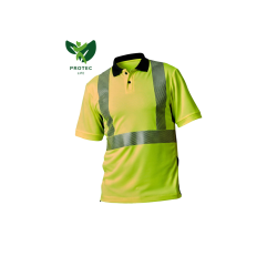 POLO MC 100% RPTE JAUNE/MARINE